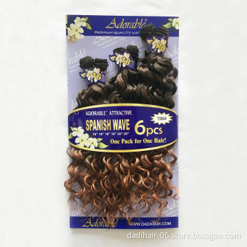 Adorable synthetic hair weaves Spanish Wave 6 Bundles/lot 16"-20" Unprocessed Brazilian Bouncy Curly Hair extensions dropship